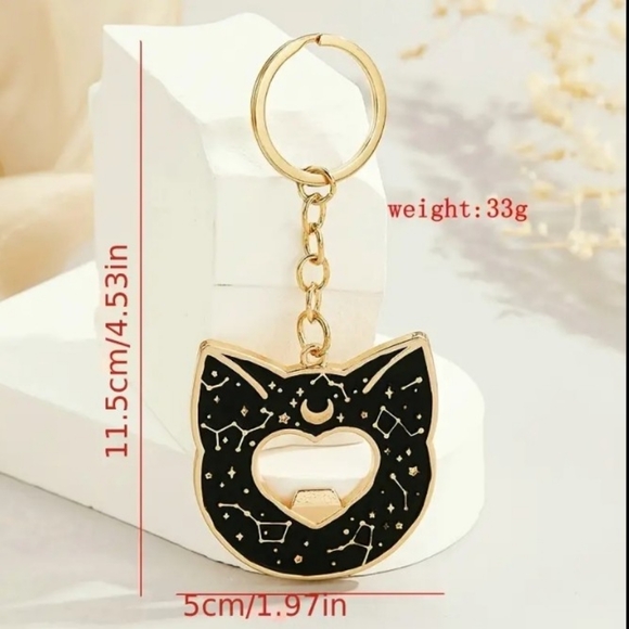 🌻3 For $15🌻 Black Cat Constellation Bottle Opener Bag Charm/Key Ring - Picture 4 of 4